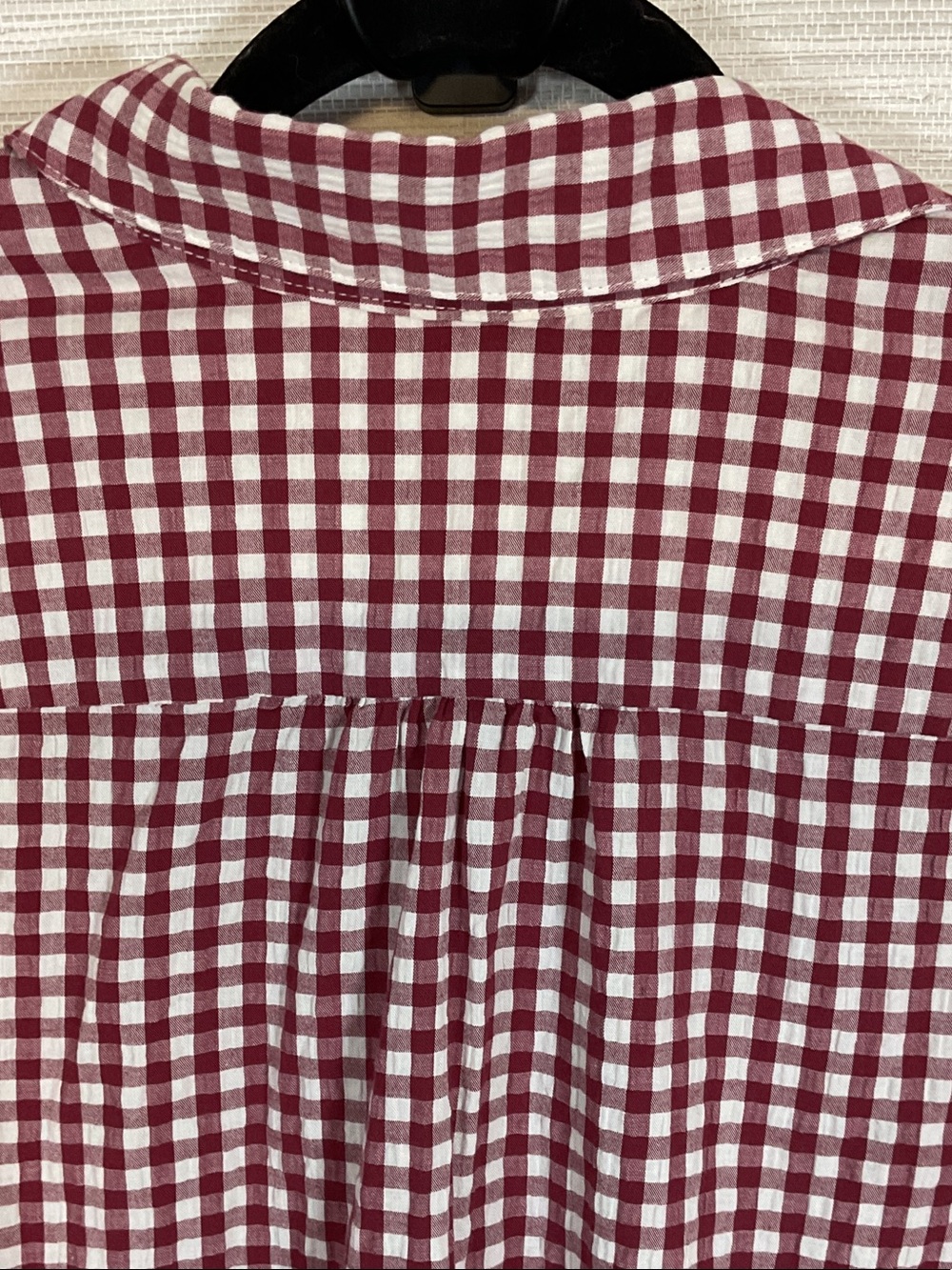 Kut From The Kloth Burgundy and White Gingham Plaid Button-Up Shirt Large - Picture 11 of 11